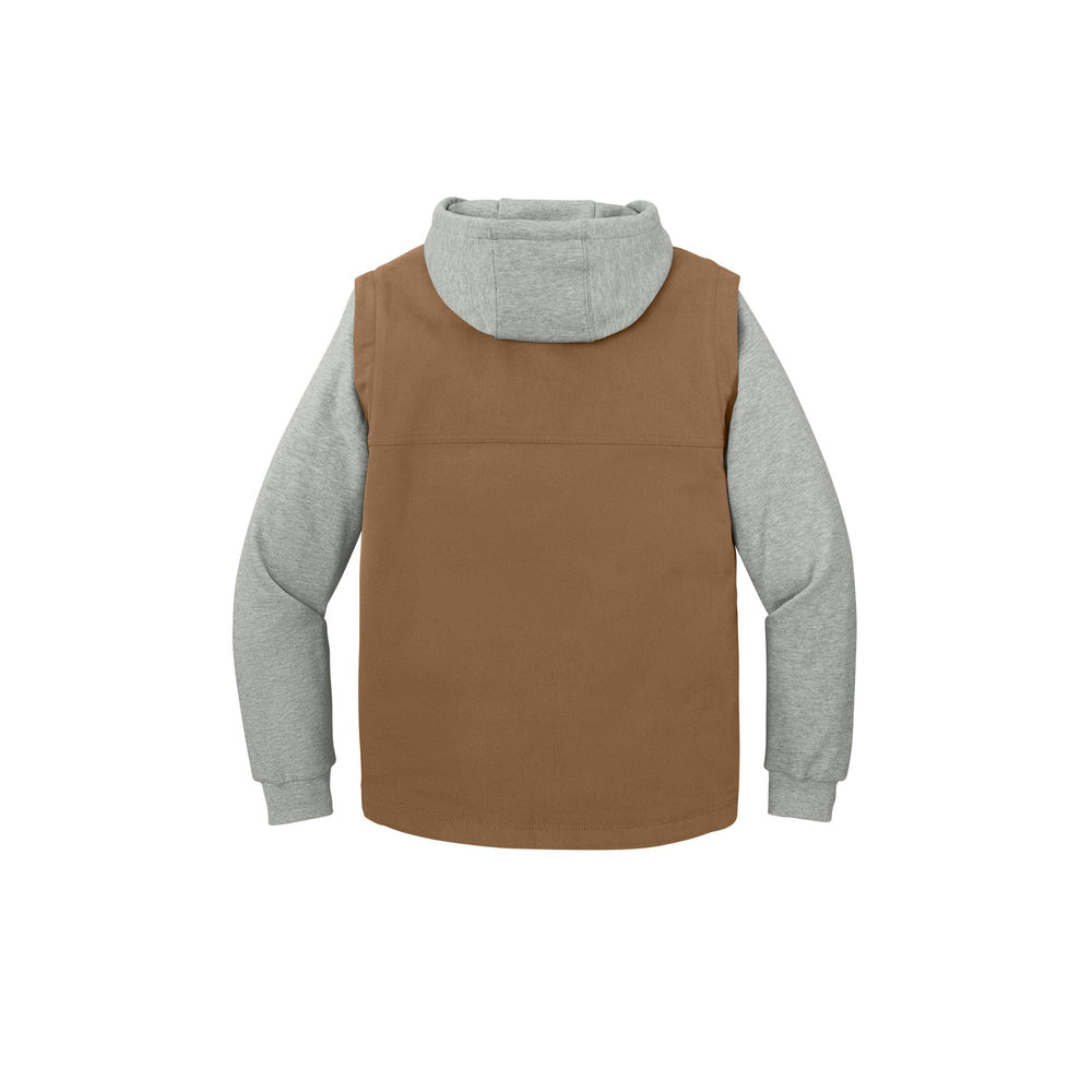 Custom Duck Fleece Hooded Jackets - Duck Brown / Heather Grey (back)