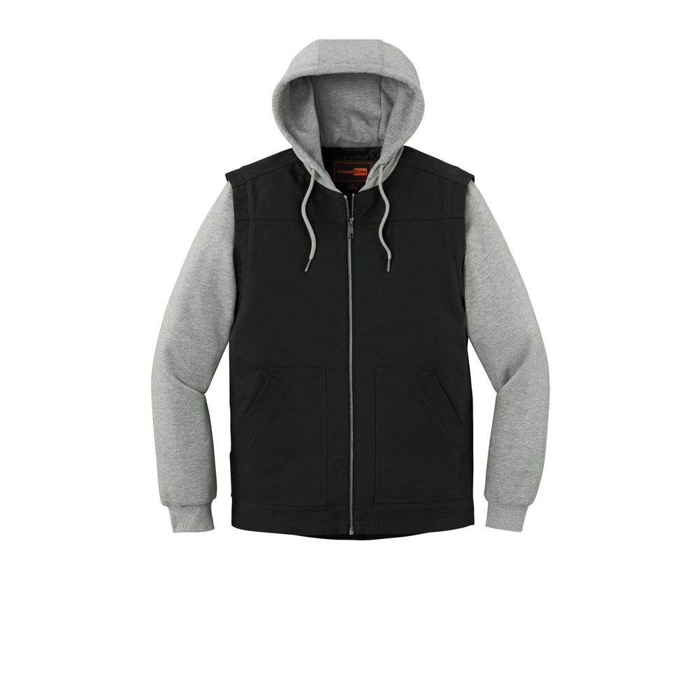 Custom Duck Fleece Hooded Jackets - Black / Heather Grey
