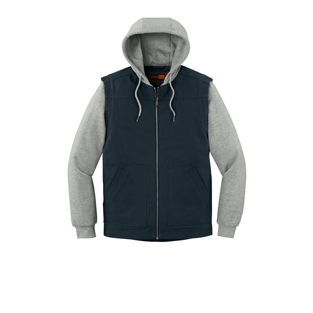 Custom Duck Fleece Hooded Jackets - Navy / Heather Grey