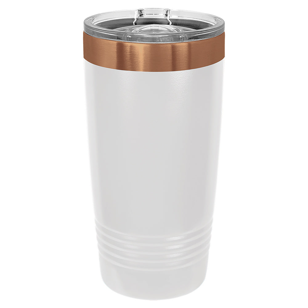 Custom Laser Engraved 20oz Tumbler - White / Rose Gold