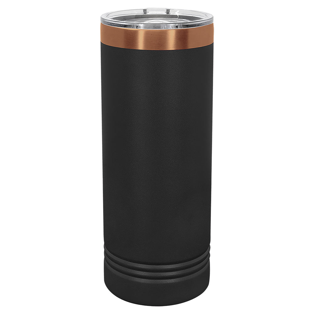 Custom Laser Engraved 22oz Skinny Tumbler - Black / Rose Gold