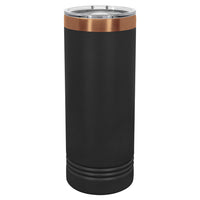Custom Laser Engraved 22oz Skinny Tumbler - Black / Rose Gold