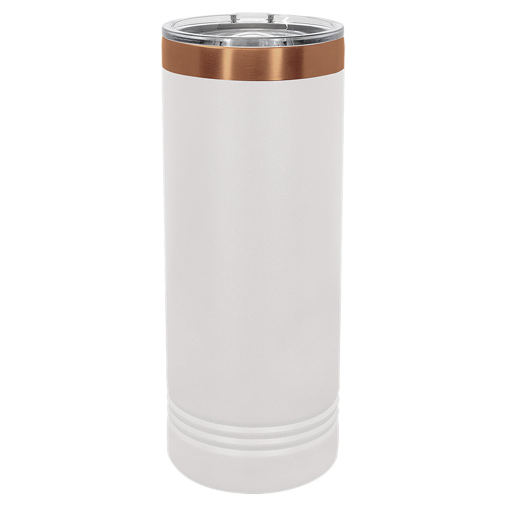 Custom Laser Engraved 22oz Skinny Tumbler - White / Rose Gold