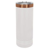 Custom Laser Engraved 22oz Skinny Tumbler - White / Rose Gold
