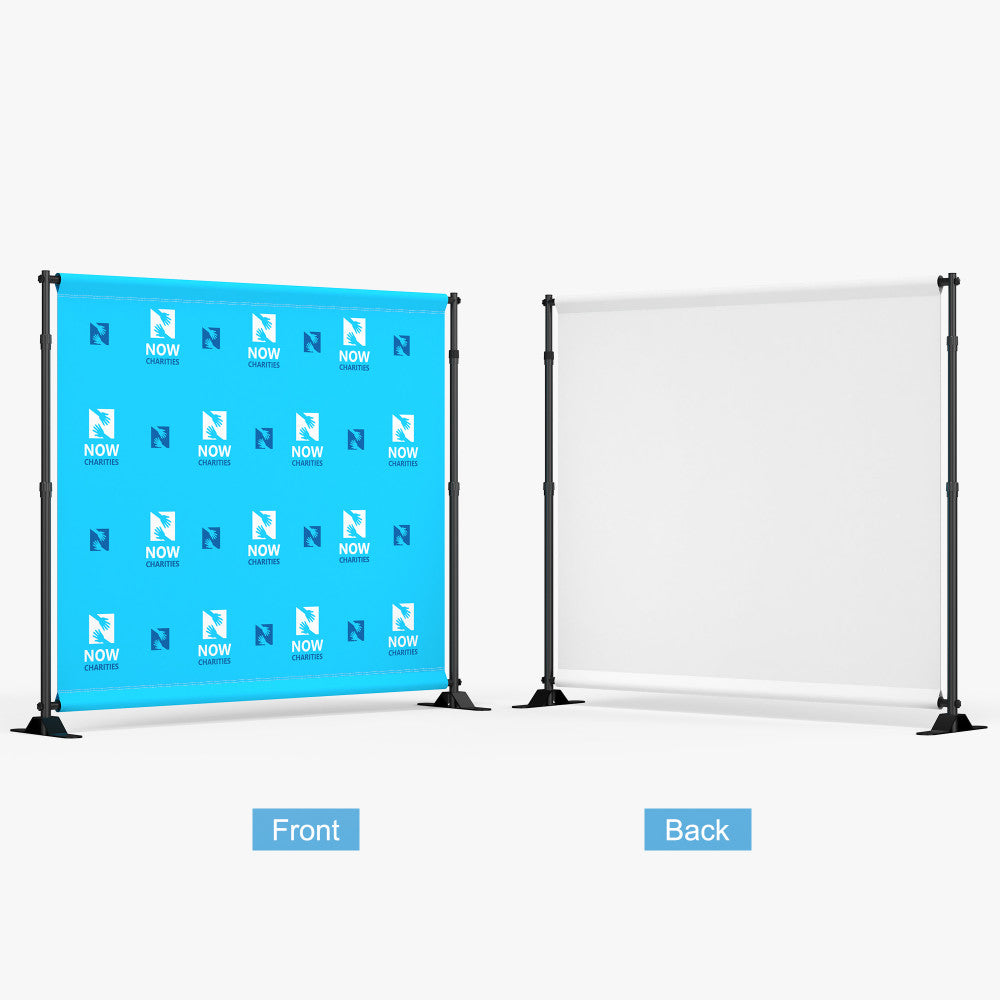 Step and repeat backdrop — front and back view