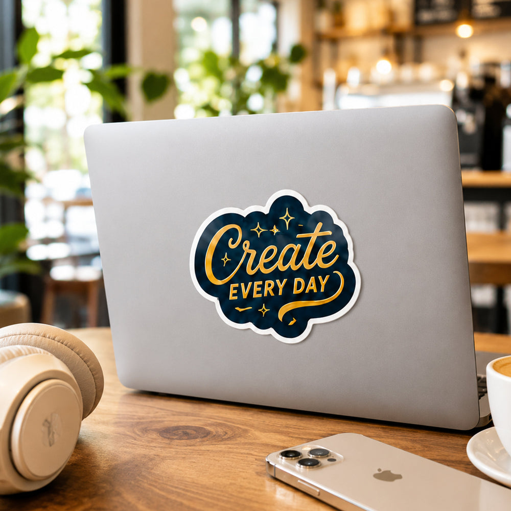 Custom sticker on a laptop