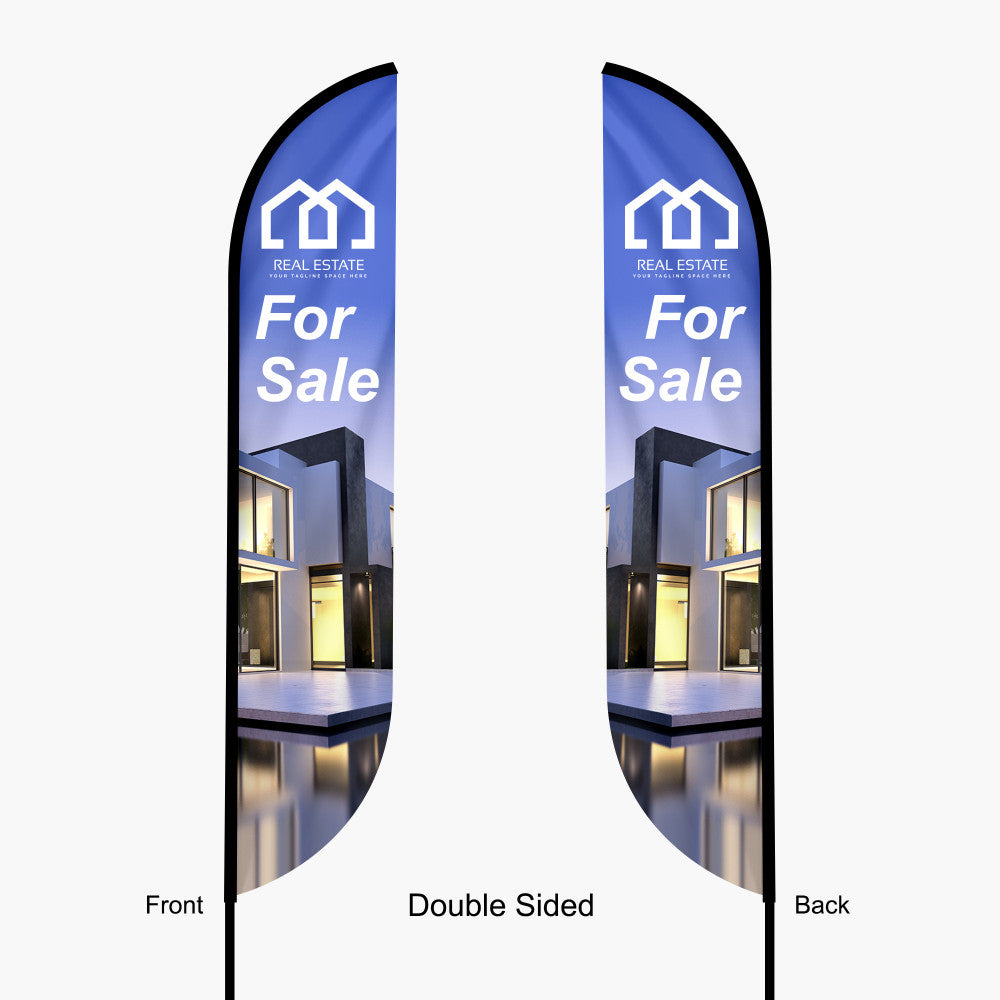 Custom feather flag, convex top — full color, double-sided