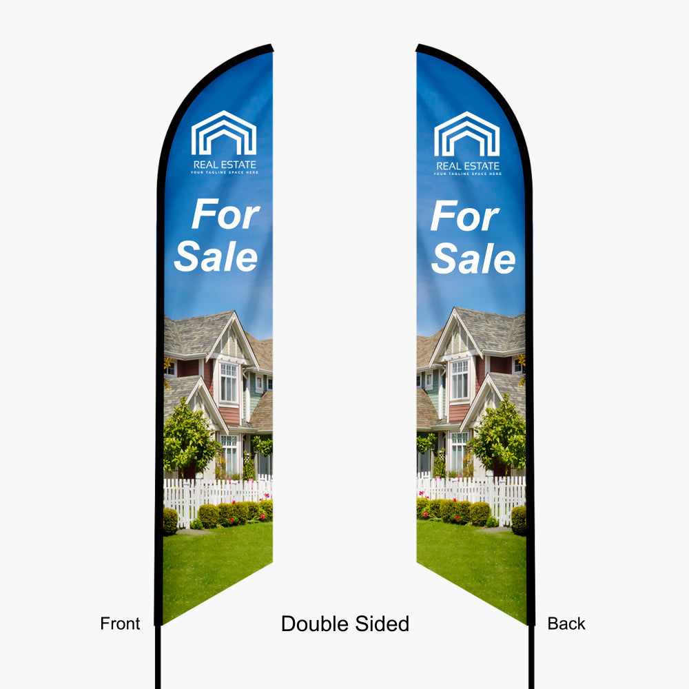 Custom feather flag, angled top — full color, double-sided