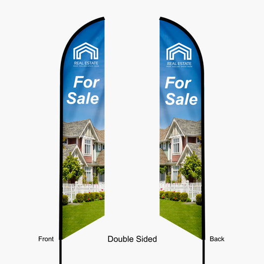 Custom feather flag, angled top — full color, double-sided