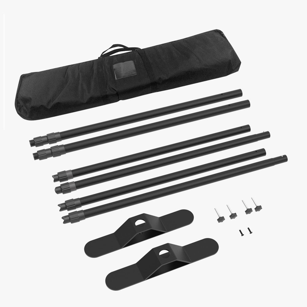 Backdrop stand kit contents with carry bag