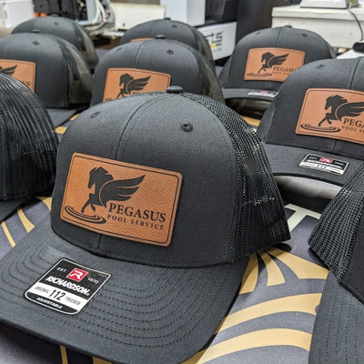 Pegasus Pool Service leather patch hats