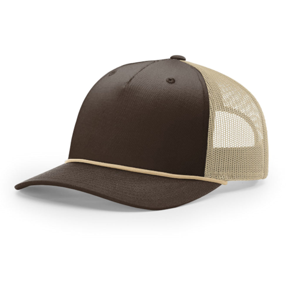 Custom Printed Rope Trucker Hat - Richardson 112FPR in Brown / Khaki / Khaki