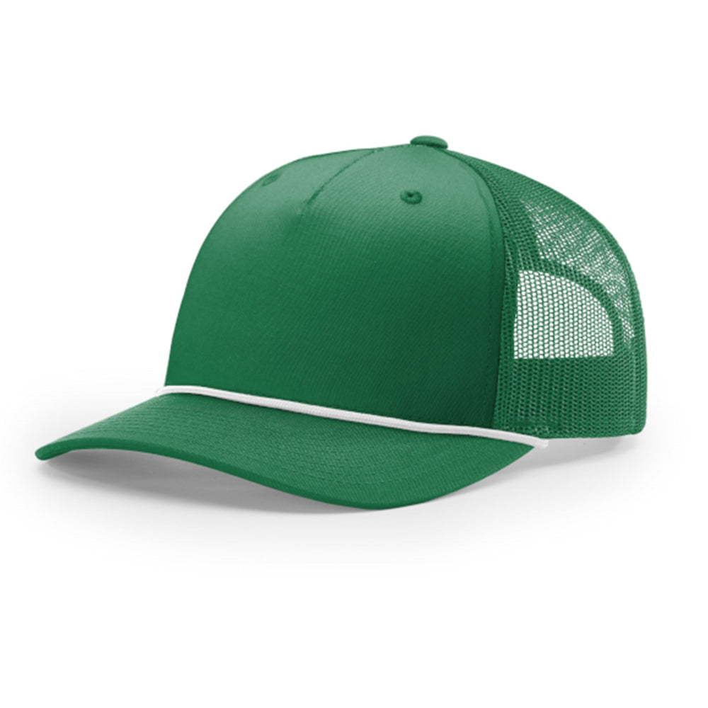 Custom Printed Rope Trucker Hat - Richardson 112FPR in Kelly / White