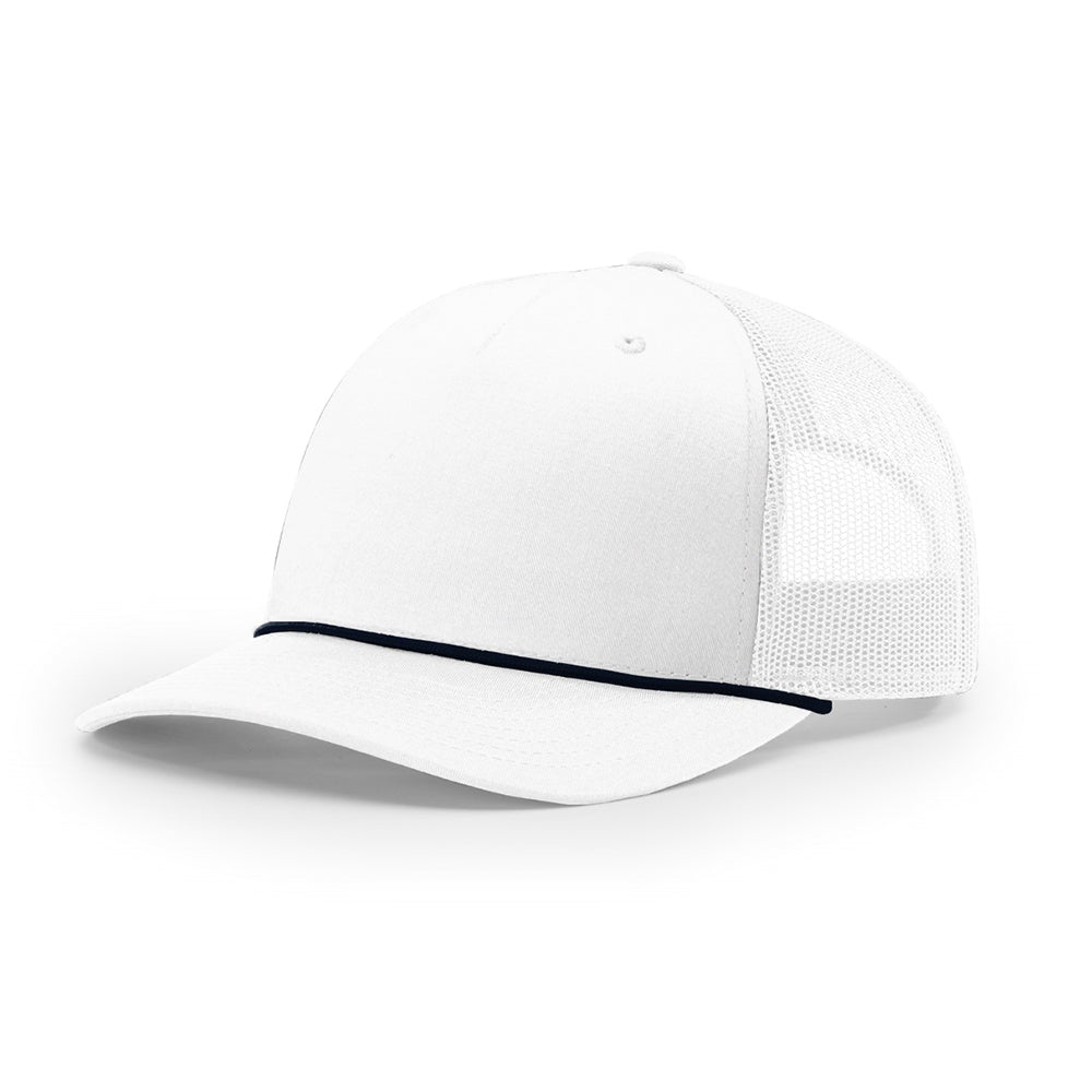 Custom Printed Rope Trucker Hat - Richardson 112FPR in White / Navy