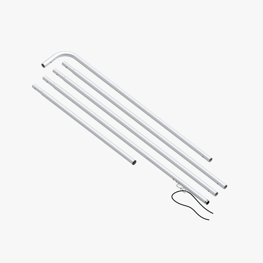 Tool-free pole set with L-arm, included